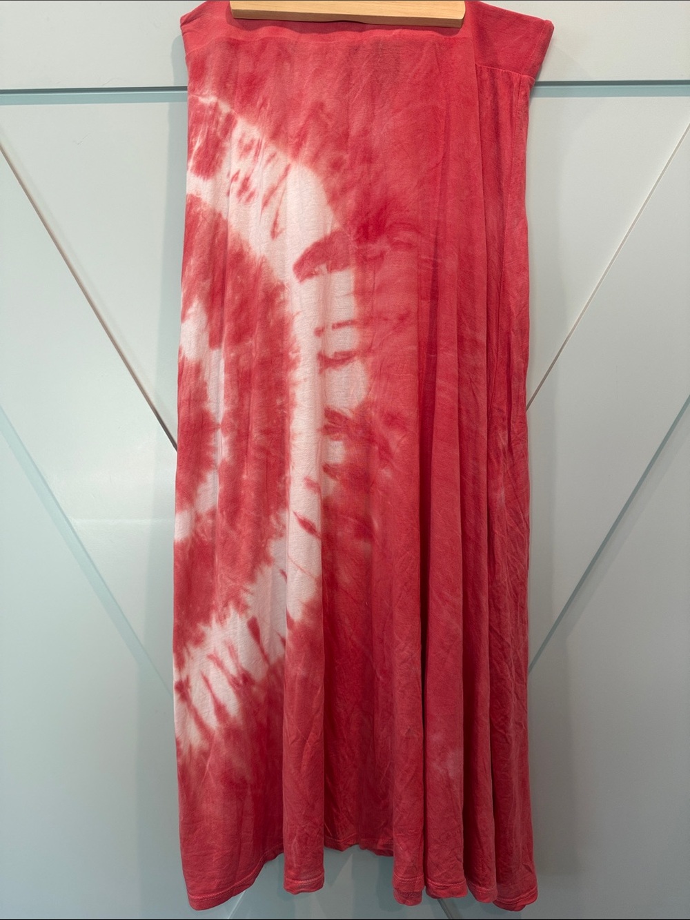 INC International Concepts Red and White Tie-Dye Maxi Skirt